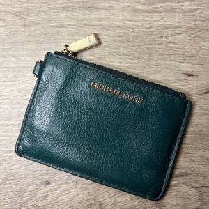 Michael kors dark green leather cardholder small wallet.